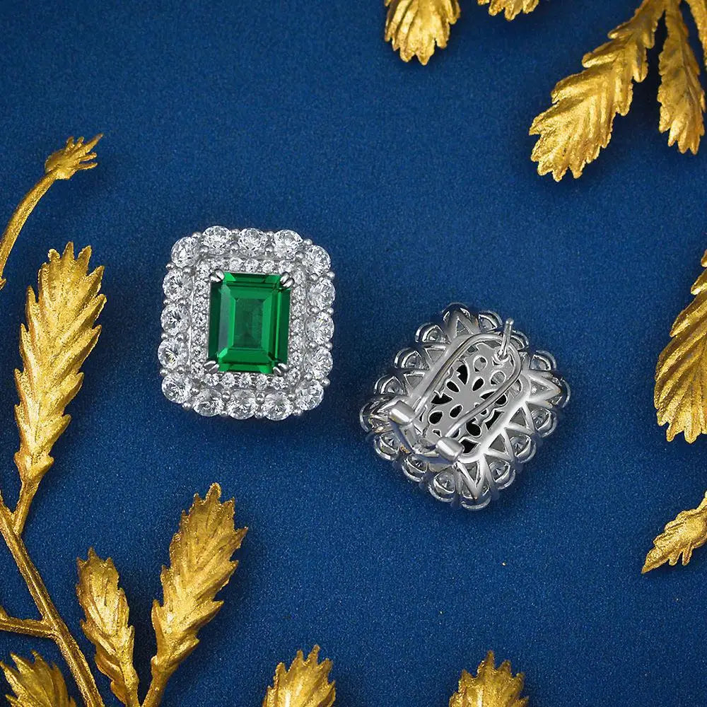 OEVAS 8x10mm High Carbon Diamond Gemstone Earrings for Women 100% 925 Sterling-losil