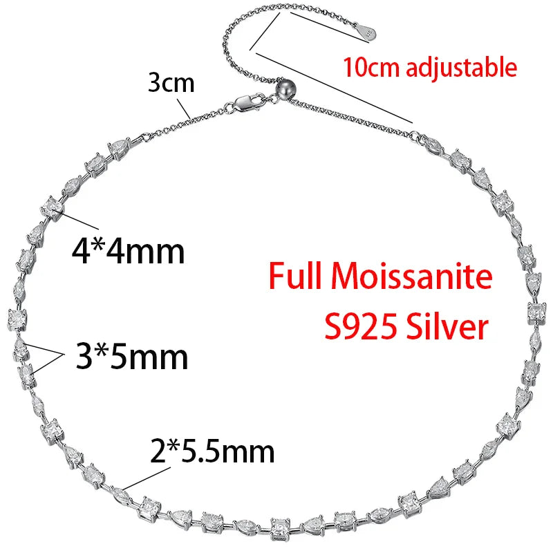 OEVAS 11.45cttw Full Moissanite Choker Necklace for Women S925 Silver Lab Diamond-losil