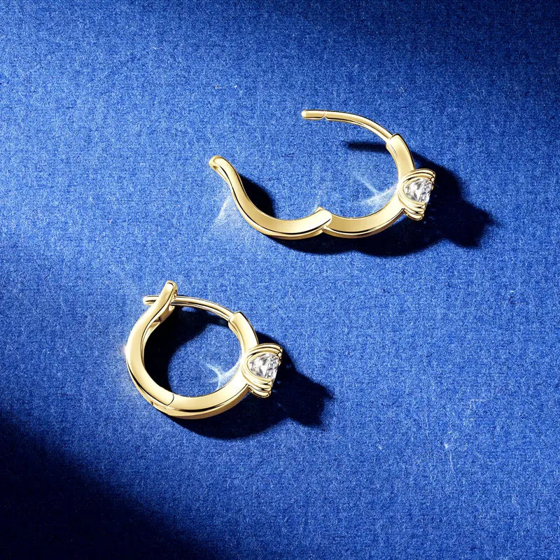 Anziw 5mm 0.5CT D Moissanite Earrings Small Hoops for Women Real 925-losil