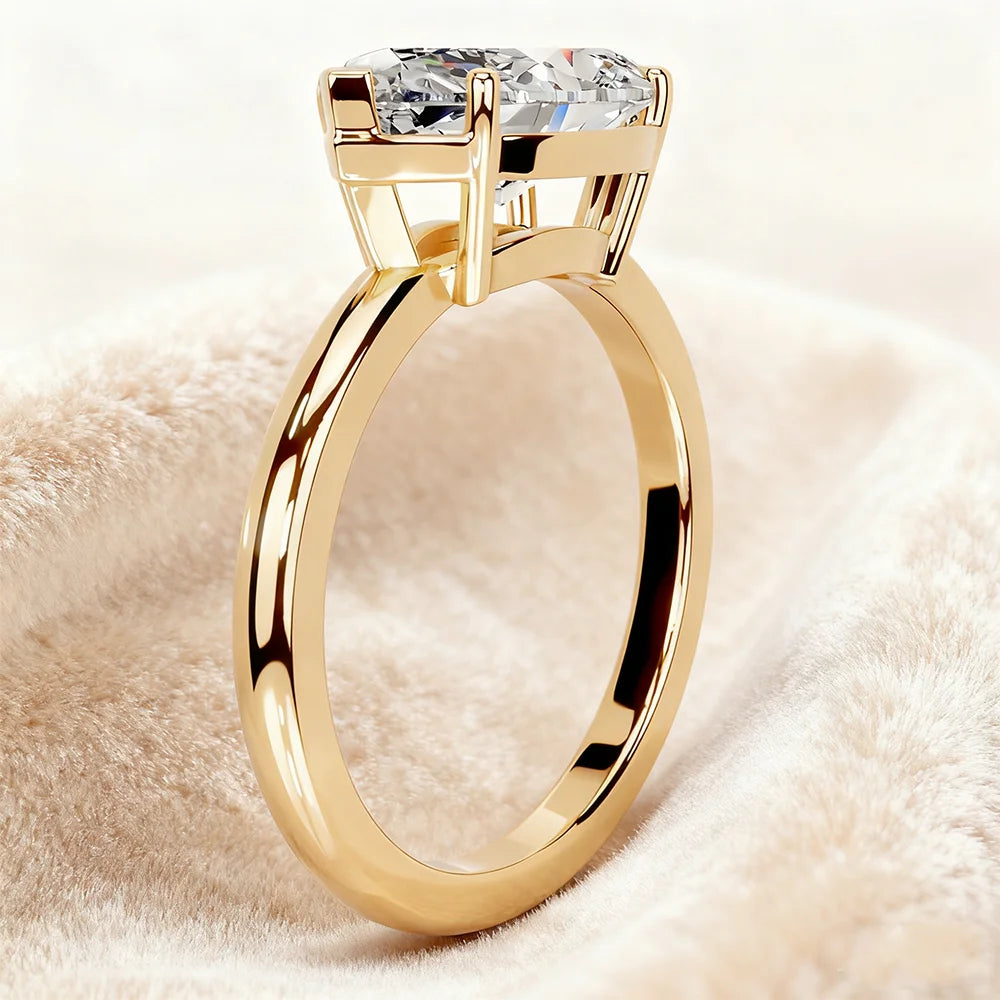 OEVAS 1/3/5CT Moissanite Solitaire Ring For Women 925 Silver Plated 18K Gold-losil