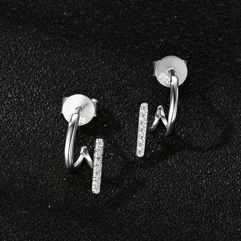 ANZIW Niche 1mm Moissanite Earrings Cuff for Women Trendy Irregular Studs Earrring-losil