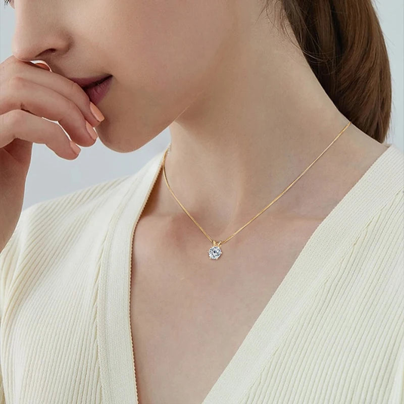 Anziw 18K Gold Plated Jewelry Set 3.0ctw D Color Round Moissanite Real-losil