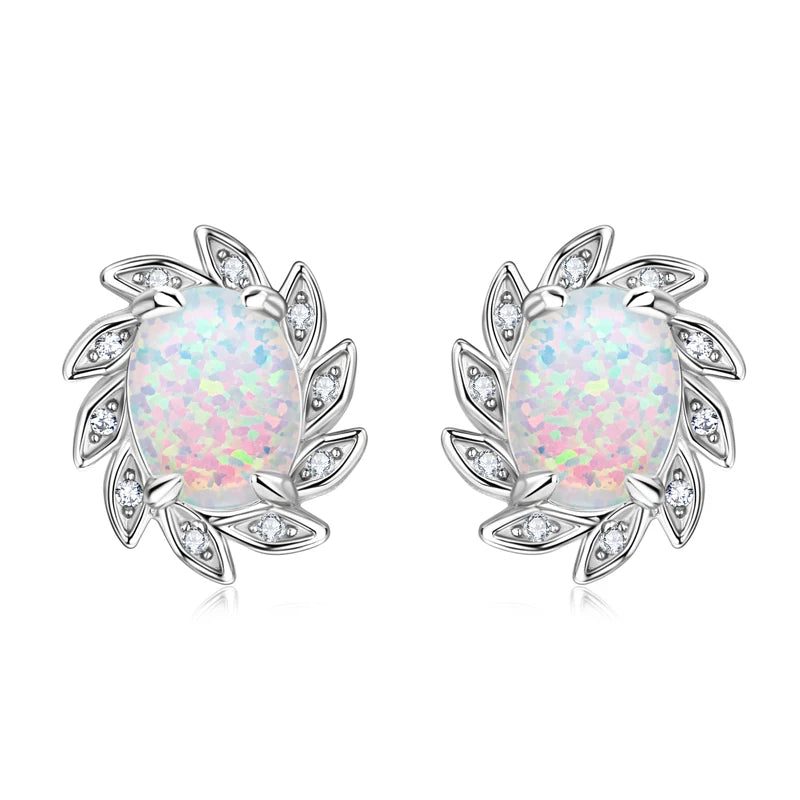 Fresh Opal Drop Stud Earrings for Women 925 Sterling Silver Curved Bar-losil