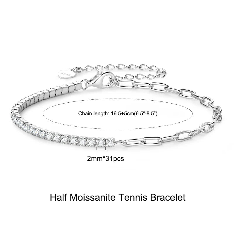 Anziw 3mm 5mm D VVS1 Moissanite Tennis Bracelet Plated 18k White Gold-losil