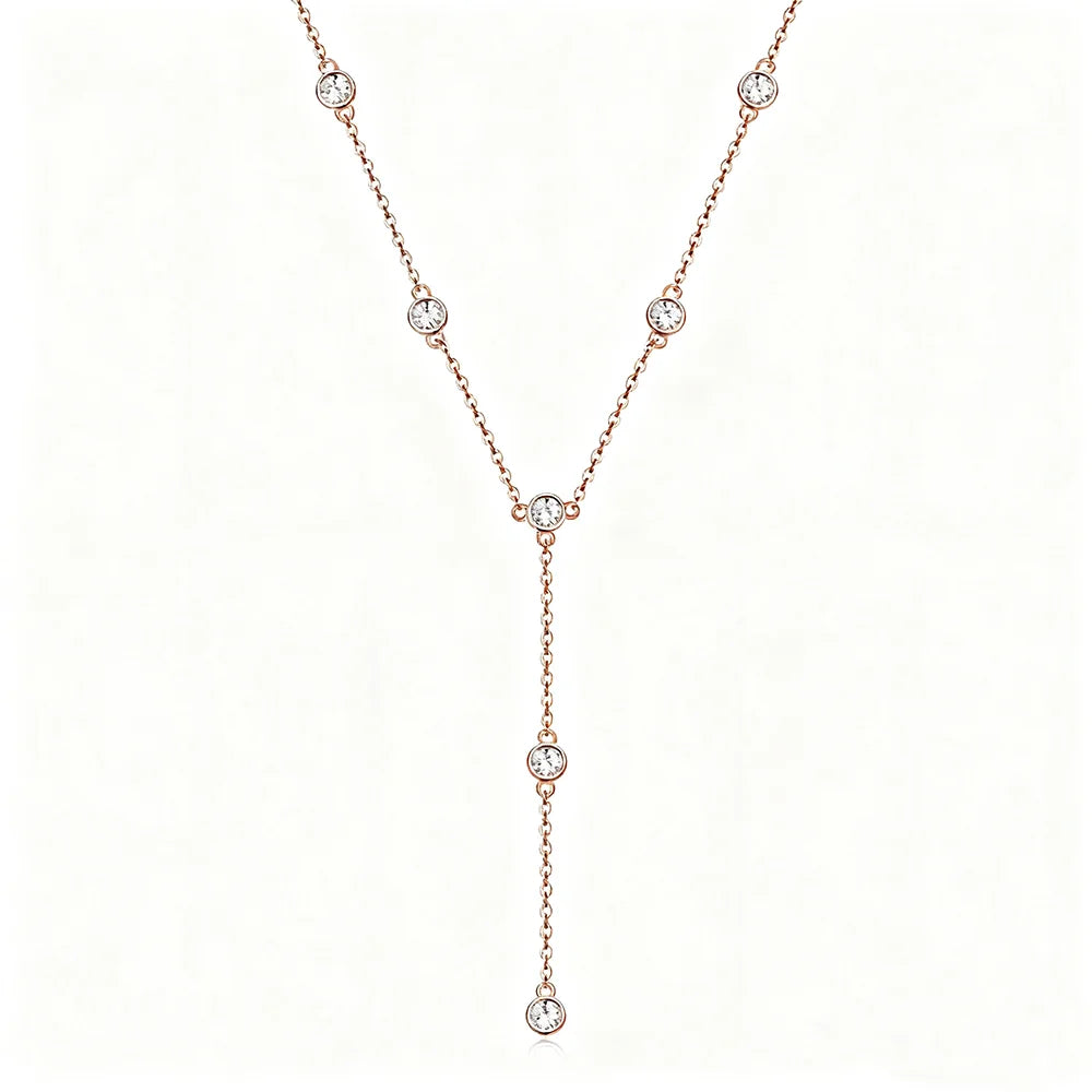 OEVAS 3MM Bubble Moissanite Pendant Necklace for Women S925 Silver Plated 18k-losil