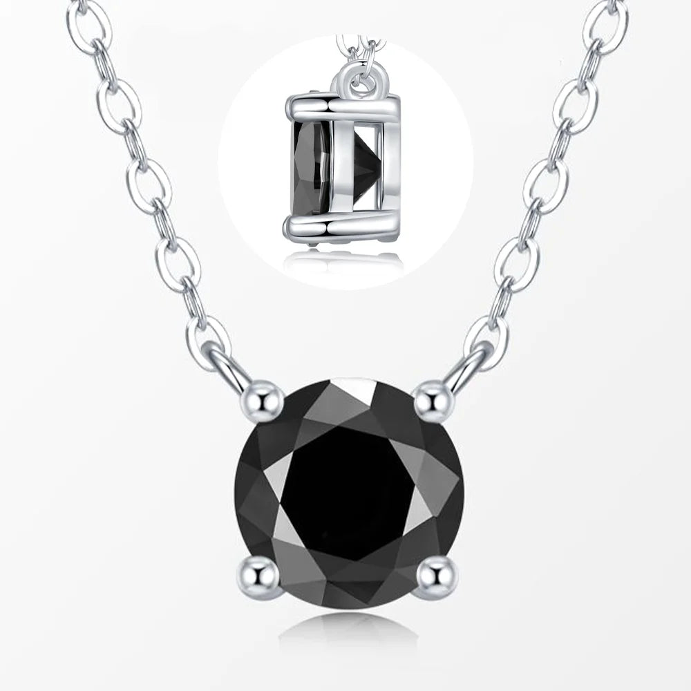 OEVAS 1CT/2CT Black Moissanite Pendant Necklace For Women 100% S925 Silver VVS1-losil