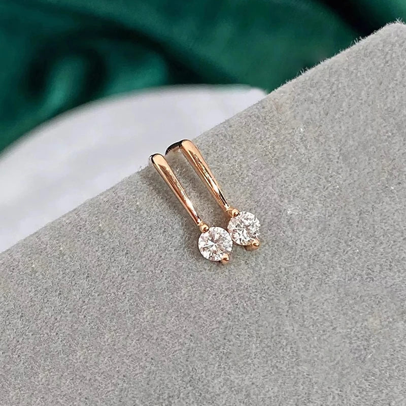 Huitan Simple Stylish Pierced Small Drop Earrings for Women Chic Rose Gold-losil