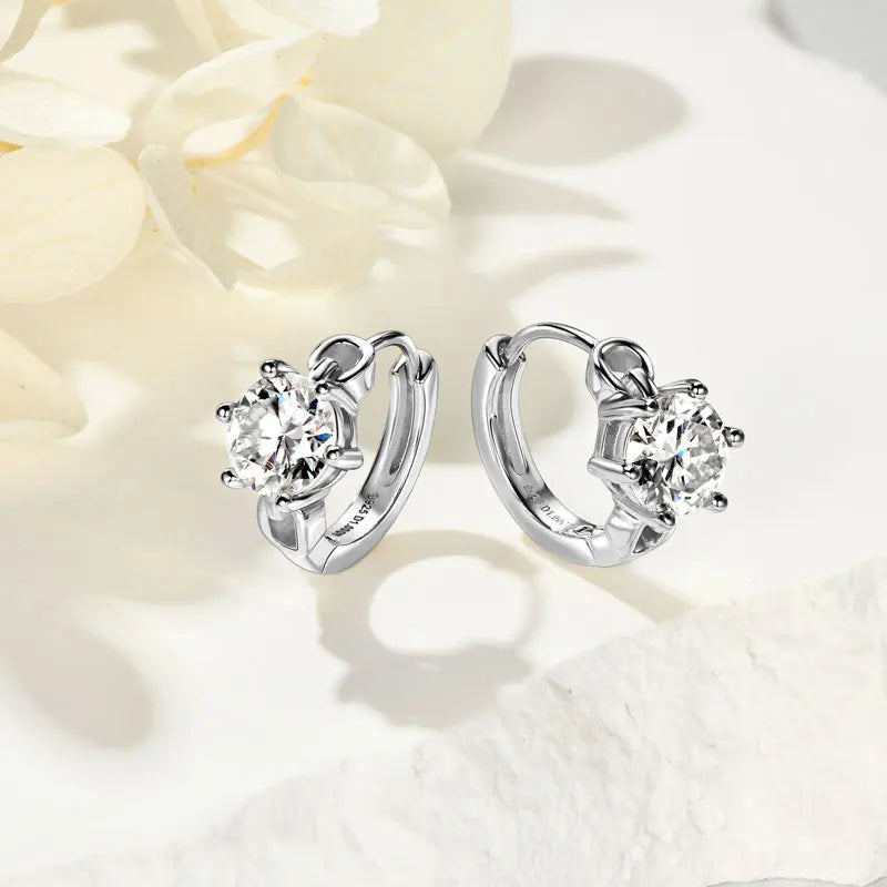 2025 New 2.0cttw D Moissanite Hoop Huggie Earrings for Women 925 Silver-losil