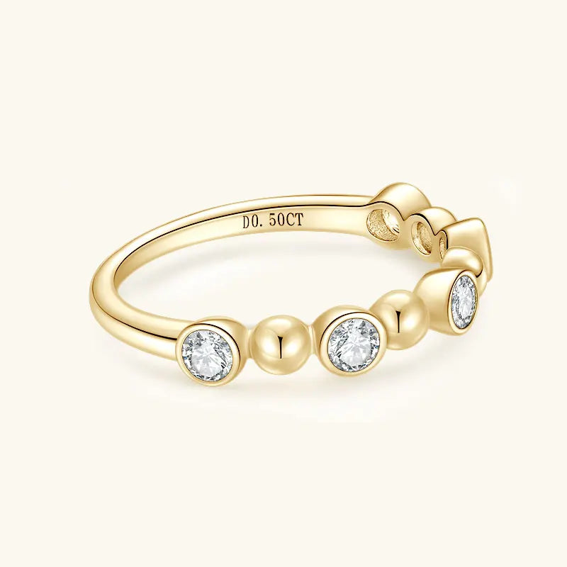Anziw Fashion Five Stone Moissanite Ring for Women 925 Silver 18k Gold-losil