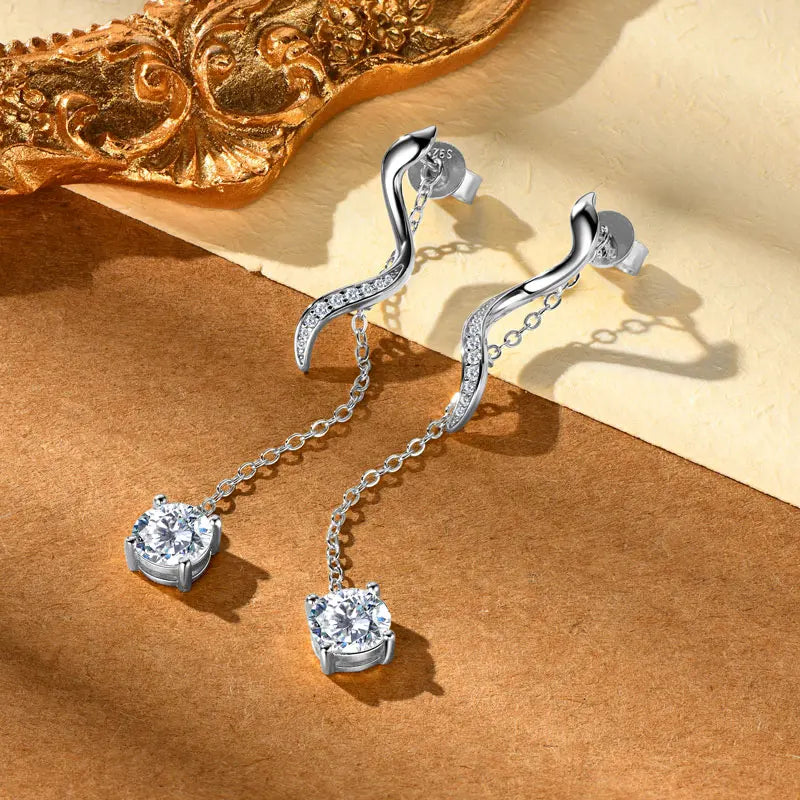 Anziw 6.5mm 1CT Moissanite Drop Snake Stud Earrings for Women 925 Silver-losil