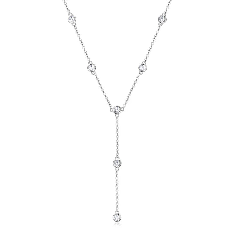 OEVAS 3MM Bubble Moissanite Pendant Necklace for Women S925 Silver Plated 18k-losil