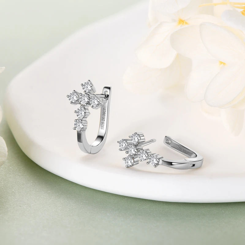 Cross Hoop Earrings 925 Silver 2.5mm Moissanite Huggie Earrings for Women Men-losil