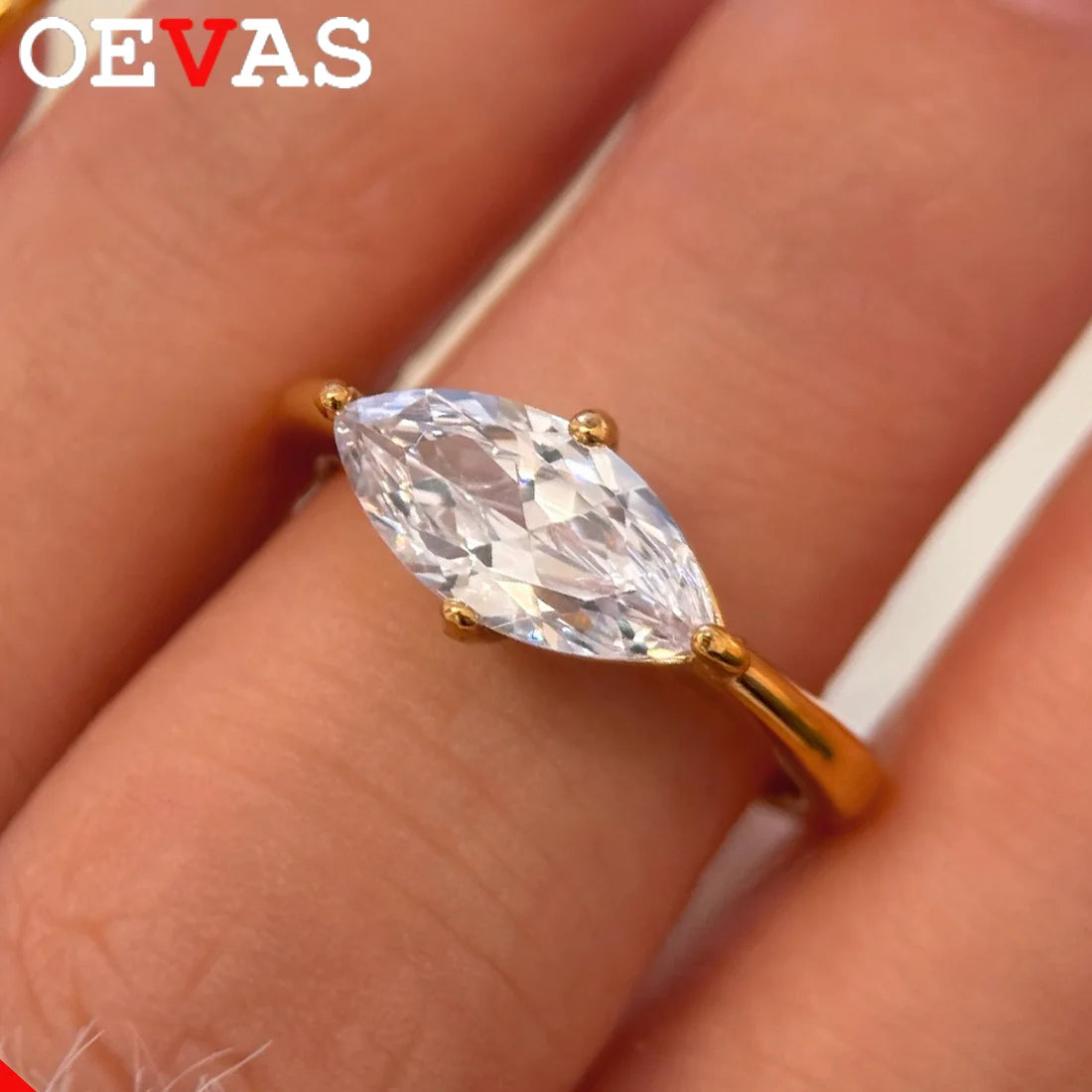 OEVAS 1ct 5*10mm Moissanite Rings 100% 925 Sterling Silver two Rings Set-losil