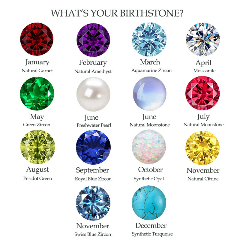 12 Birthstone Infinity Pendant Necklace for Women 925 Silver Colorful Gemstone 6.5mm-losil