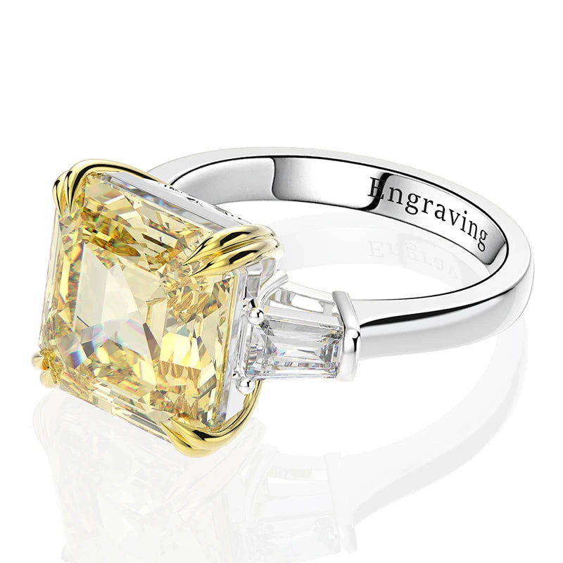 OEVAS 100% 925 Sterling Silver High Carbon Citrine Diamond Gemstone Wedding Engagement-losil