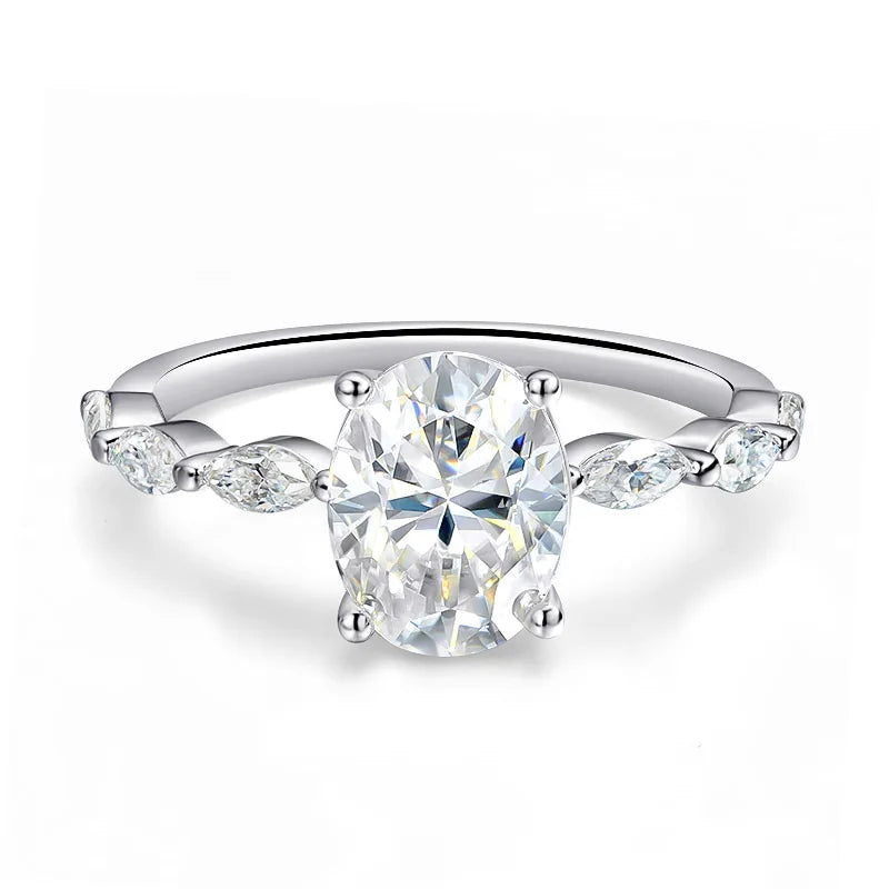 OEVAS Oval Cut 1CT 2CT Full D Color Moissanite Diamond Rings For-losil