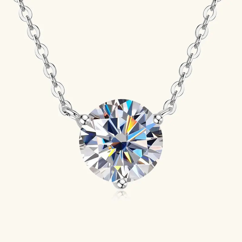 Anziw 925 Silver 1CT 1.5CT 2.0CT D Moissanite Pendant Necklace for Women-losil