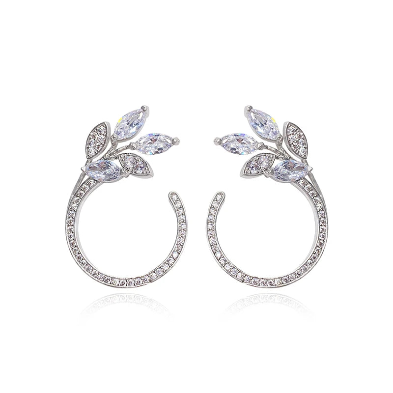 Huitan Luxury Trendy Women Earrings Exquisite Leaf Olive Design Fashion Accessories for-losil