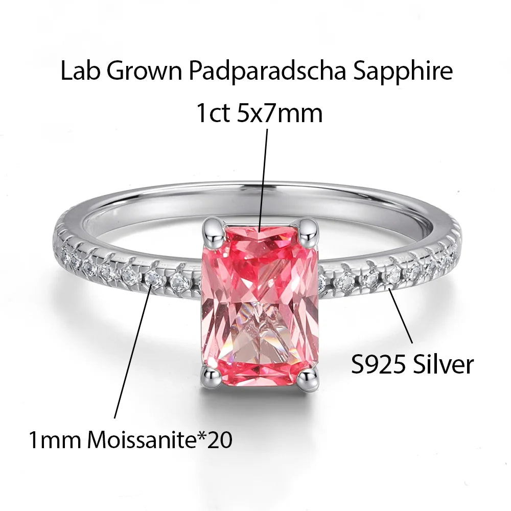 OEVAS 1CT Lab Grown Ruby/Yellow Sapphire/Emerald Ring S925 Sterling Silver with Moissanite-losil