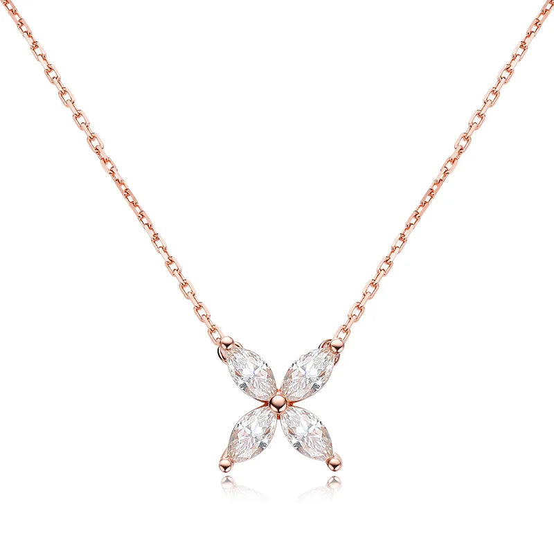 OEVAS Real D Color Moissanite Butterfly Pendant Necklace 100% 925 Sterling Silver-losil