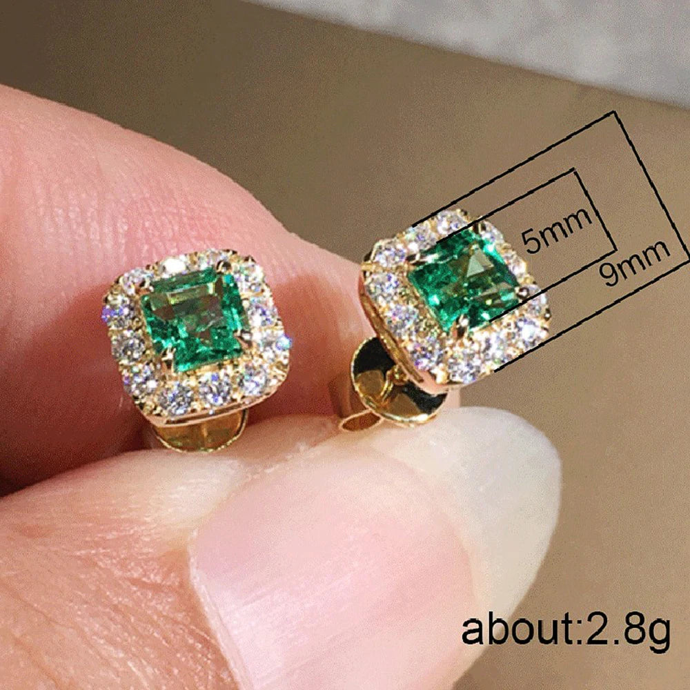 Huitan Trendy Shinning Stud Earrings for Women Bright Cubic Zirconia Ear Stud-losil