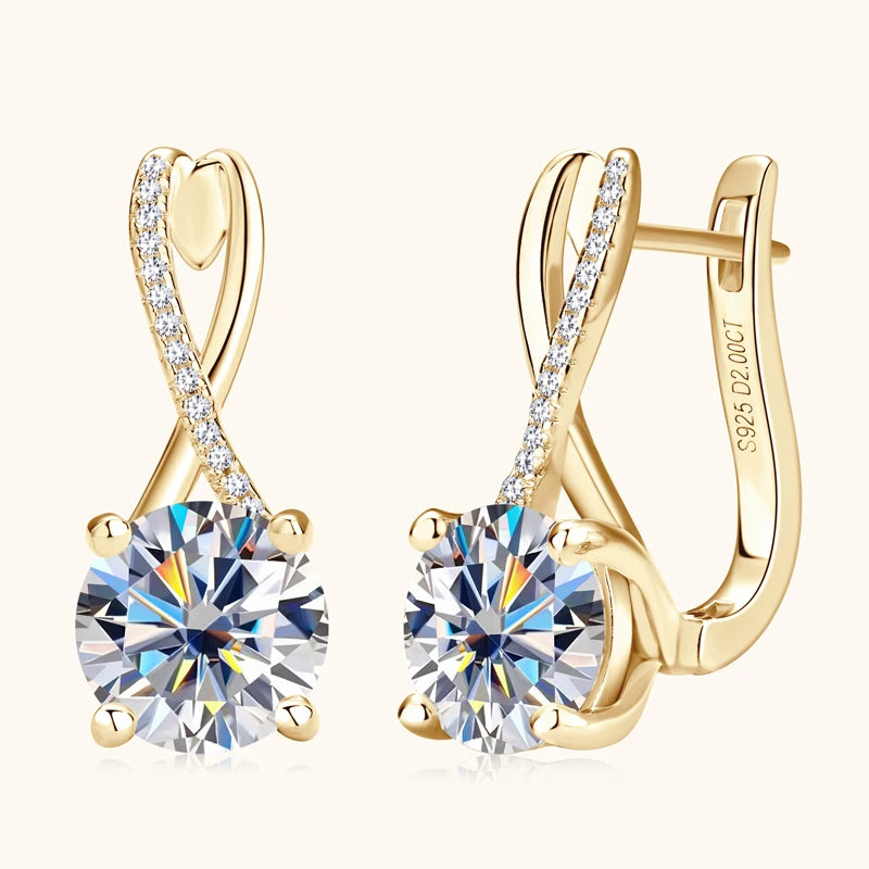 Real 925 Sterling Silver Infinity Hoop Earrings for Women 4.10ctw. Moissanite Drop-losil
