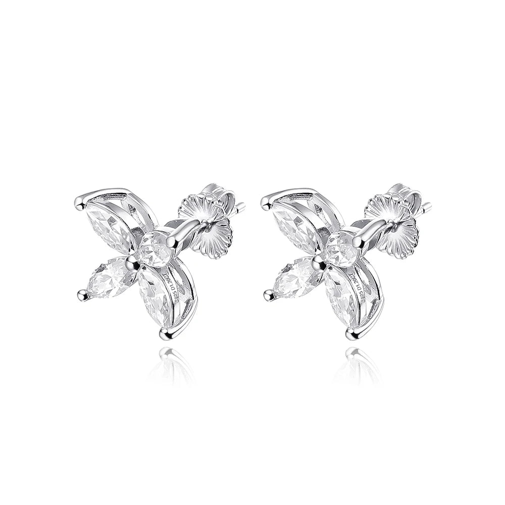 OEVAS 100% 925 Sterling Silver Moissanite Diamond Butterfly Pendant Necklace Earrings For-losil