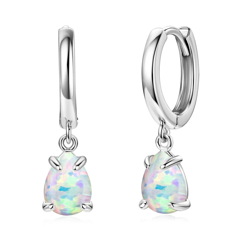 Fresh Opal Drop Stud Earrings for Women 925 Sterling Silver Curved Bar-losil