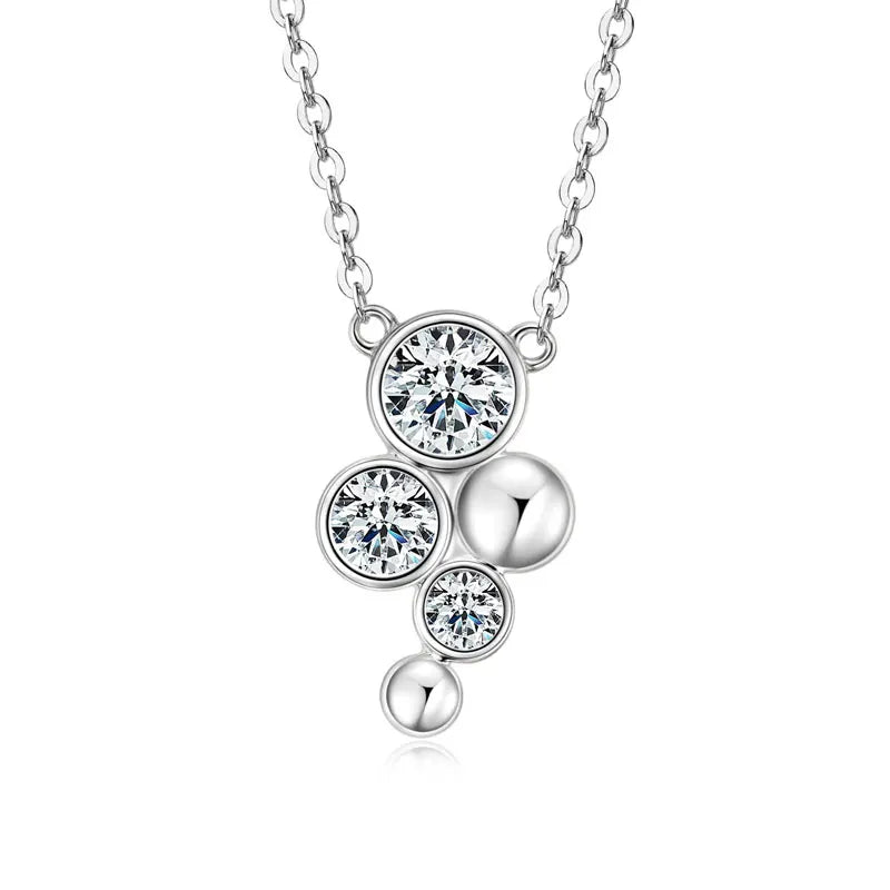 Anziw 925 Silver 5mm&4mm&3mm D-E Round Moissanite Pendant Necklace for Women Adjustable-losil
