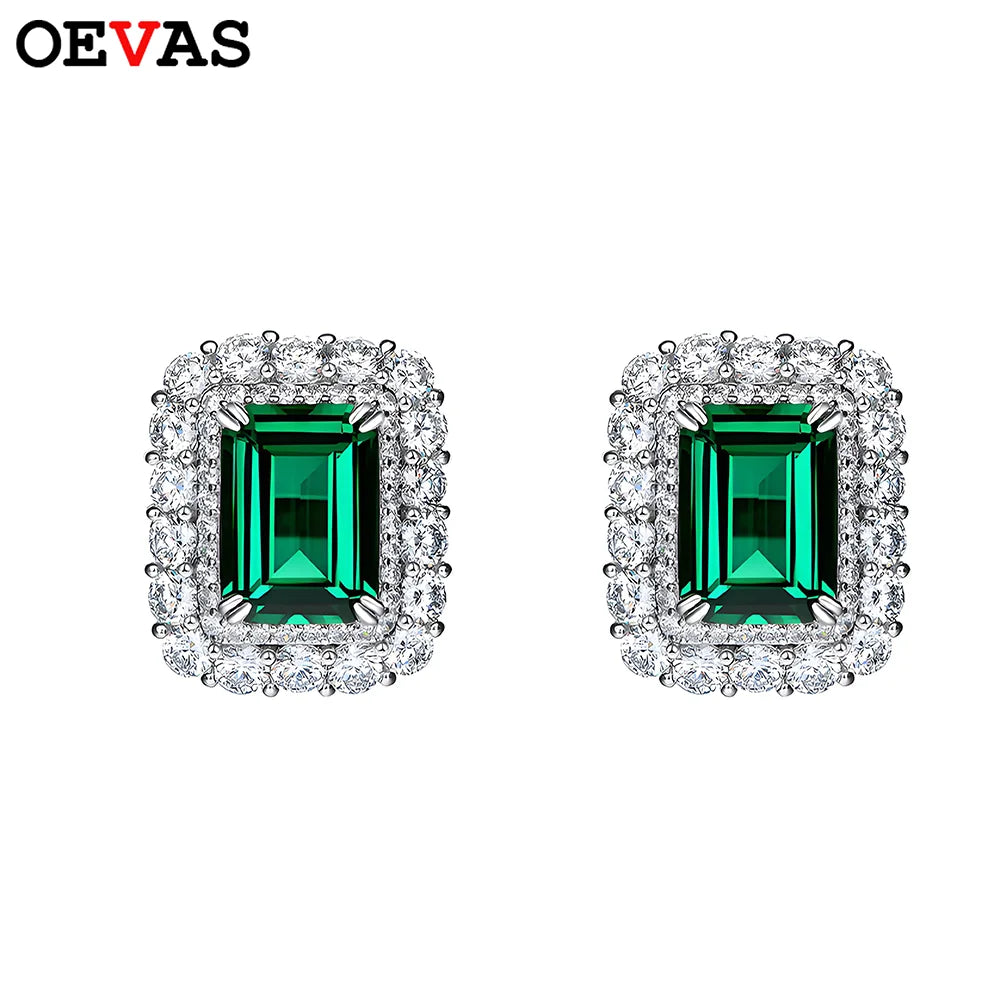 OEVAS 8x10mm High Carbon Diamond Gemstone Earrings for Women 100% 925 Sterling-losil