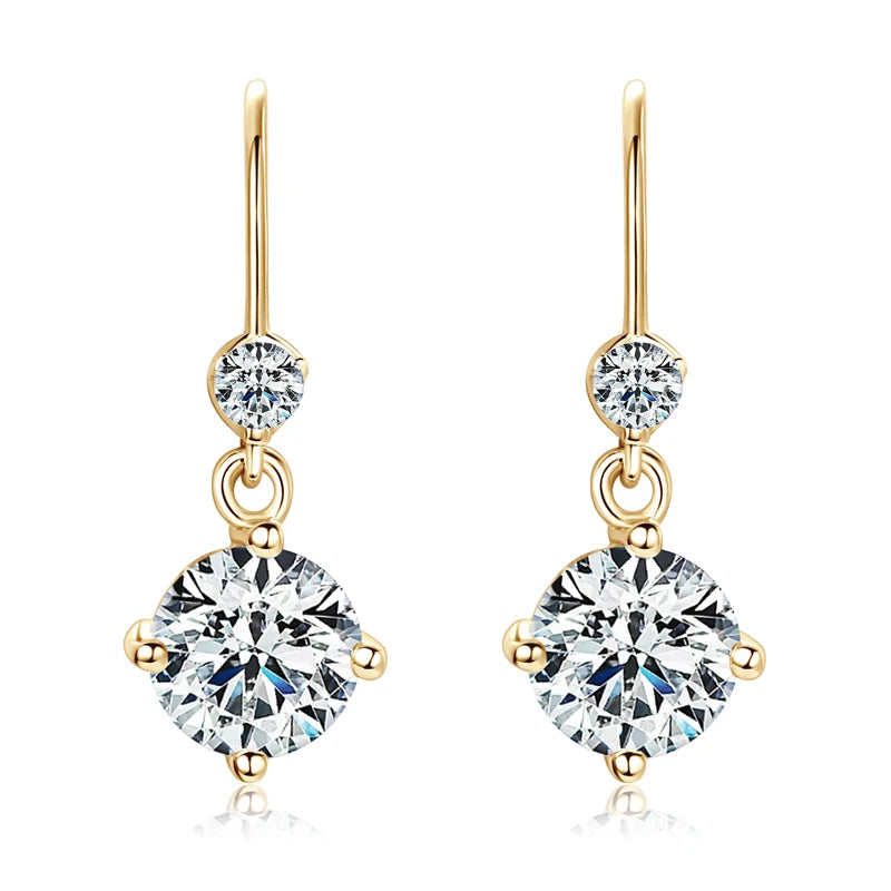 Anziw Hook Earrings Real 925 Silver 6.5mm 1ct Round Moissanite Drop Dangle-losil