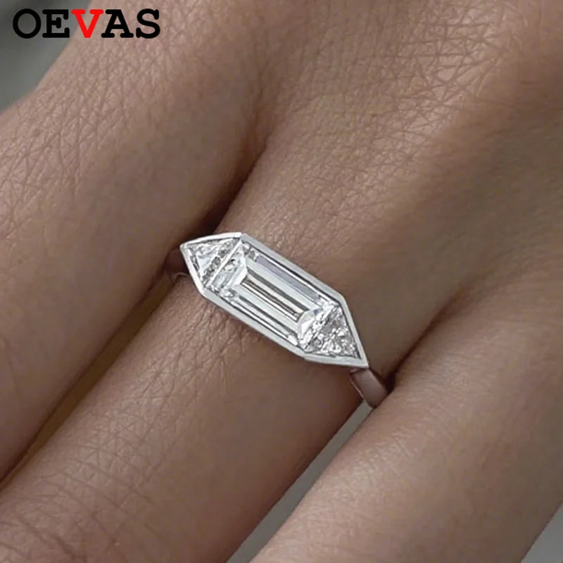 OEVAS Elegant Minimalist Jewelry Full Moissanite Rings for Women S925 Sterling Silver-losil