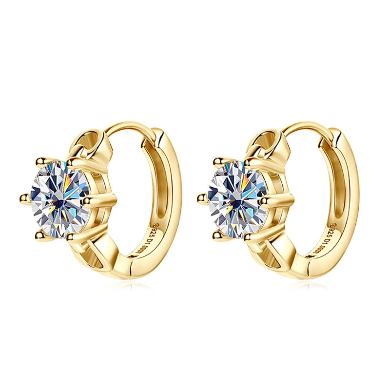 2025 New 2.0cttw D Moissanite Hoop Huggie Earrings for Women 925 Silver-losil