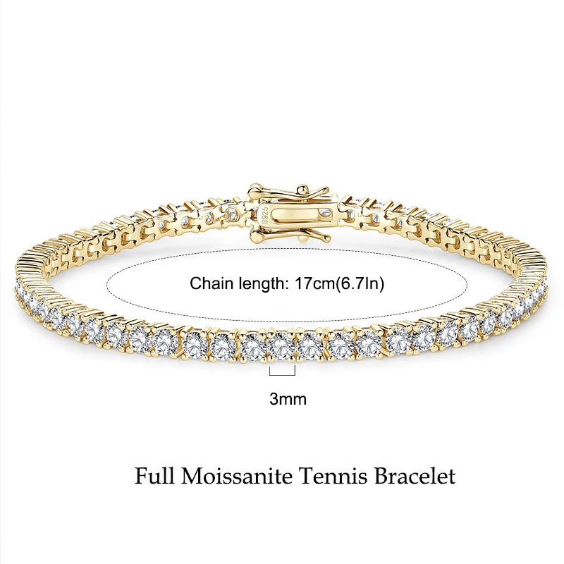Anziw 3mm 5mm D VVS1 Moissanite Tennis Bracelet Plated 18k White Gold-losil