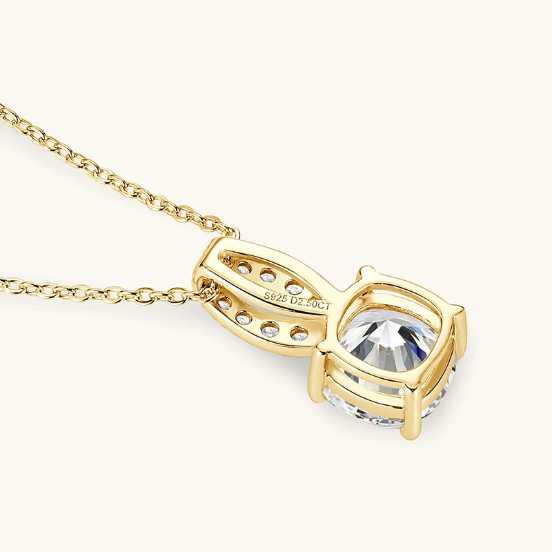 Anziw New 2.5CT D Moissanite Pendant Necklace for Women 8x8mm Cushion Cut-losil