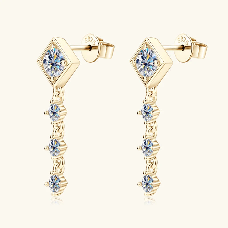 Anziw 5mm&3mm D Moissanite Drop Stud Earrings 925 Silver for Women Gifts-losil