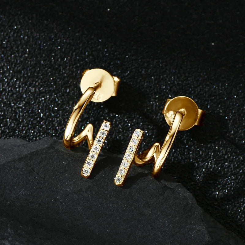 ANZIW Niche 1mm Moissanite Earrings Cuff for Women Trendy Irregular Studs Earrring-losil