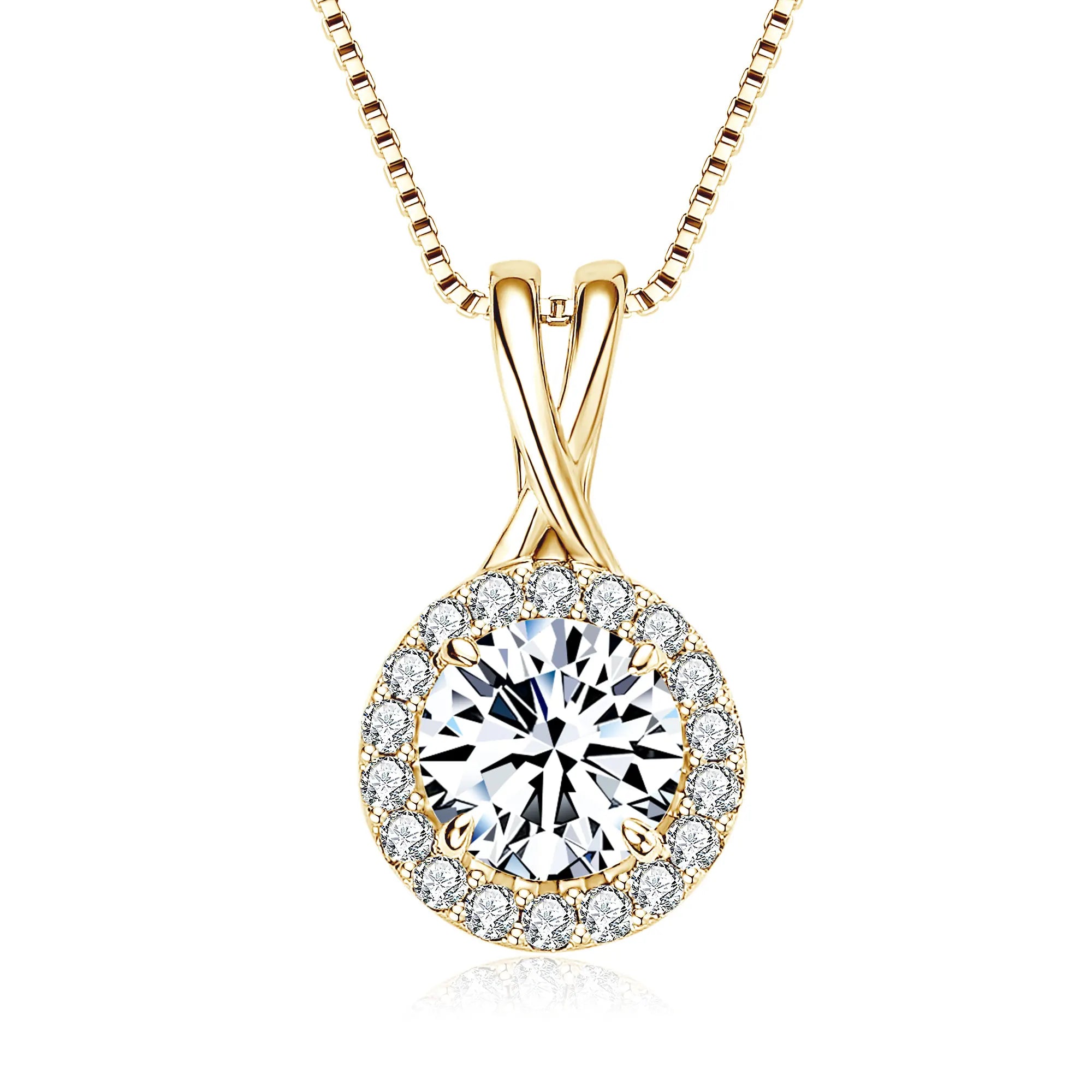 3CT 2CT 1CT D Moissanite Halo Pendant Necklace for Women 925 Silver-losil