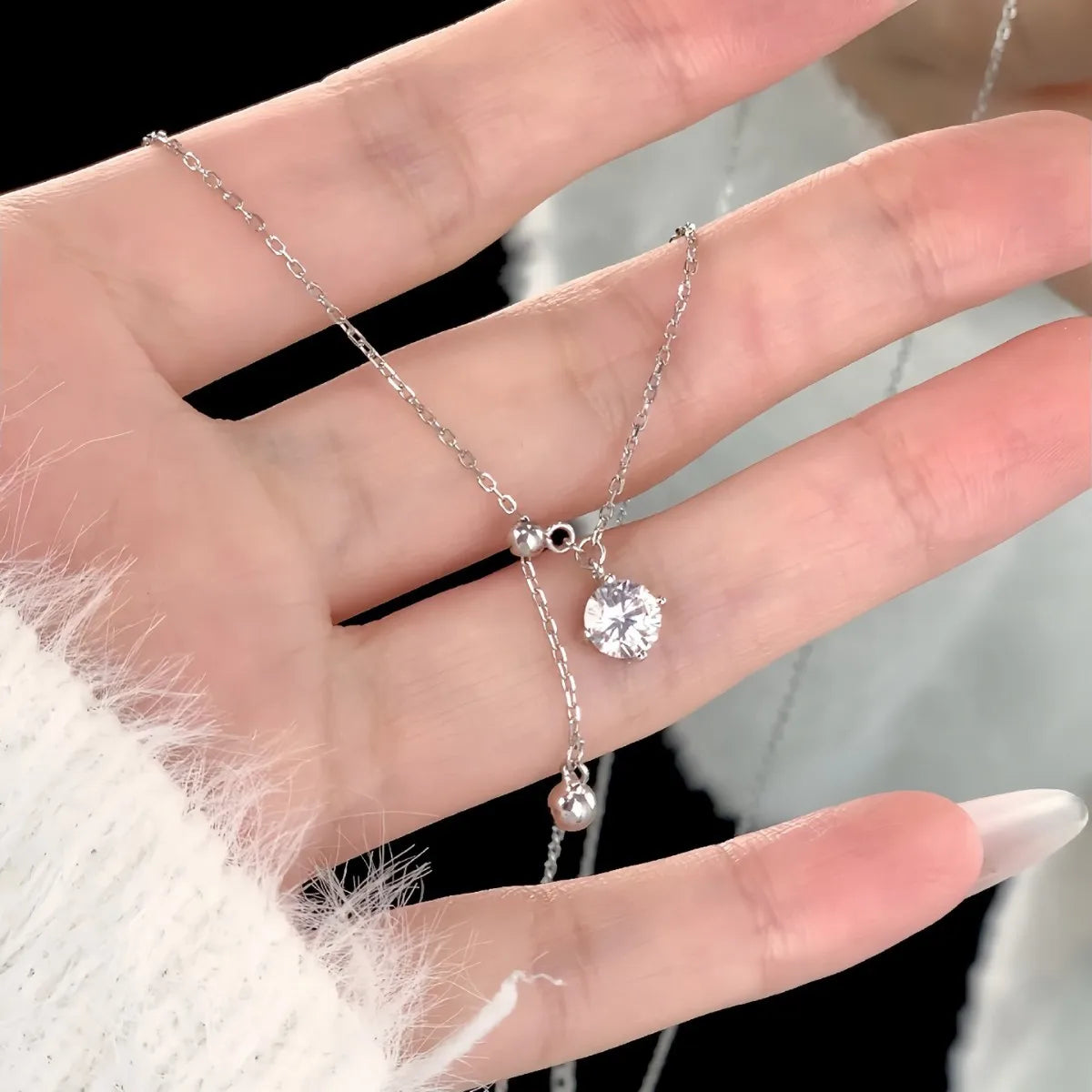 OEVAS 6MM Round Moissanite Pendant Necklace For Women 100% S925 Silver Adjustable-losil