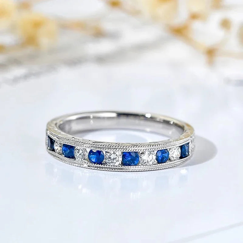 Huitan Shiny Blue/White Cubic Zirconia Rings for Women Novel Creative Attractive Female-losil