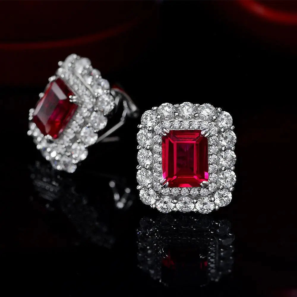OEVAS 8x10mm High Carbon Diamond Gemstone Earrings for Women 100% 925 Sterling-losil