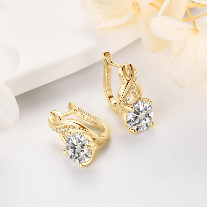 Real 925 Sterling Silver Infinity Hoop Earrings for Women 4.10ctw. Moissanite Drop-losil