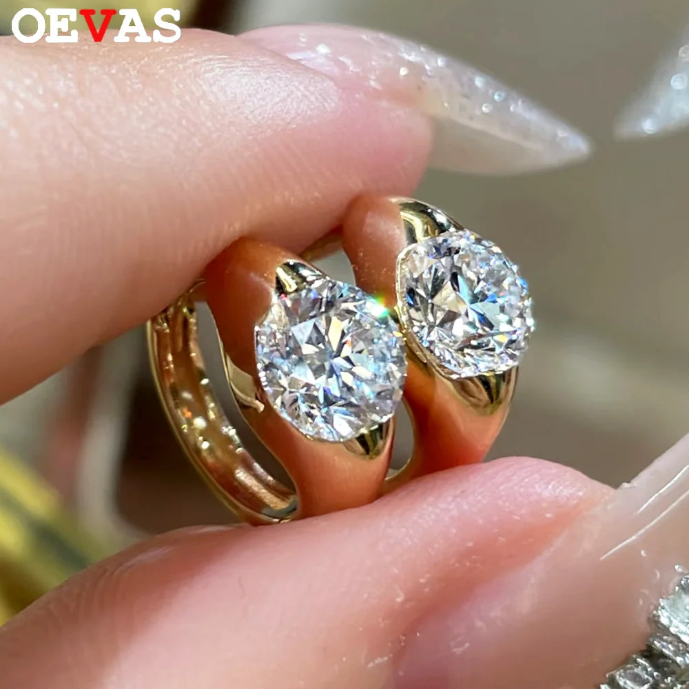 OEVAS 100% S925 Silver 1/2CT Moissanite Stud Earrings for Women D Color-losil