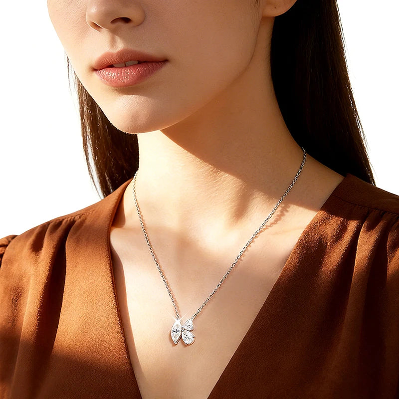 OEVAS 3cttw Marquise Cut Moissanite Necklace for Women S925 Silver Muti Shape-losil