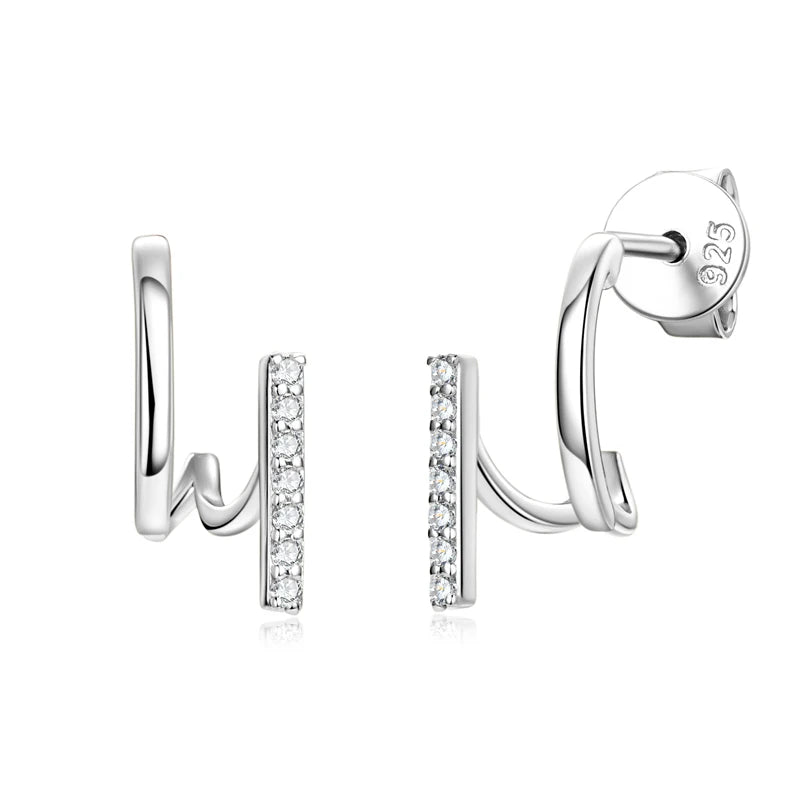 ANZIW Niche 1mm Moissanite Earrings Cuff for Women Trendy Irregular Studs Earrring-losil