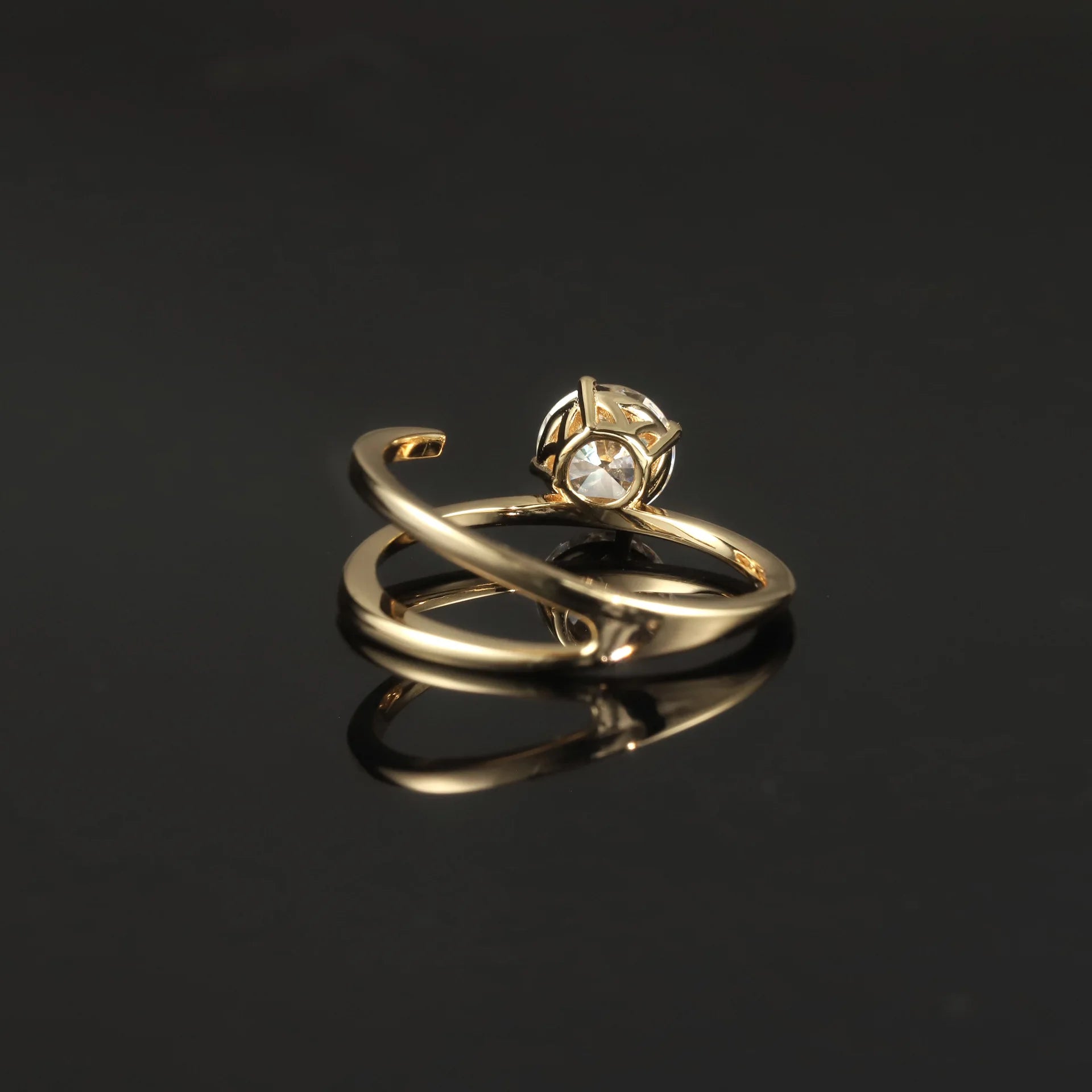 OEVAS 1CT 6.5MM Round Moissanite Rings for Women S925 Silver plated 18K-losil