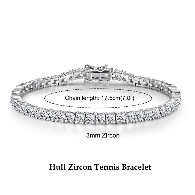 Anziw 3mm 5mm D VVS1 Moissanite Tennis Bracelet Plated 18k White Gold-losil