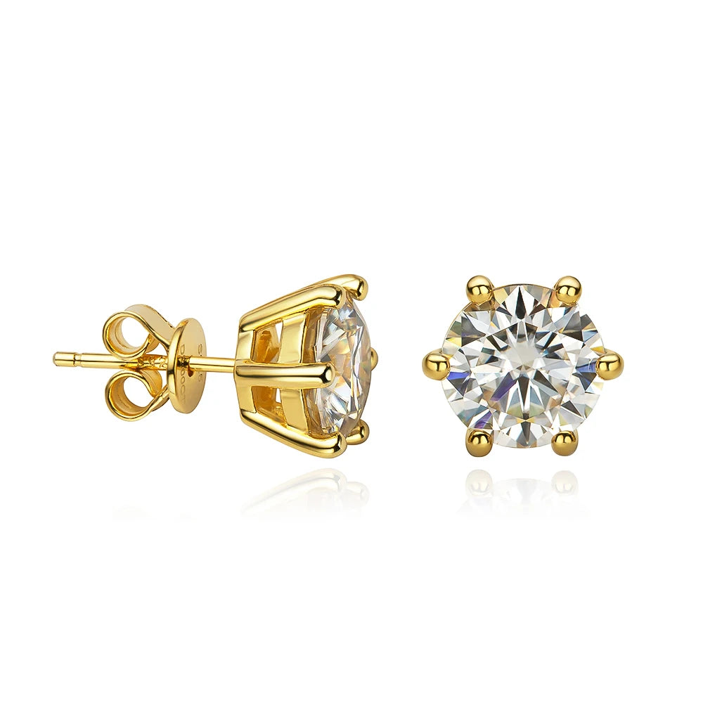 OEVAS Moissanite Stud Earrings D Color 0.5-2 Carat 925 Sterling Silver Gold-losil
