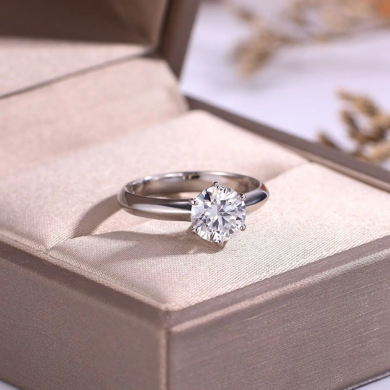 OEVAS 1-5CT D Color Round Moissanite Wedding Rings For Women 100% 925-losil