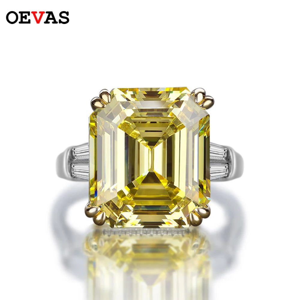 OEVAS 100% S925 Sterling Silver Luxury Square Pink Yellow White High Carbon-losil
